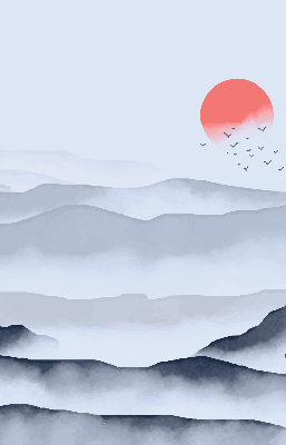 Rolgordijn voor het raam Bergen in de mist