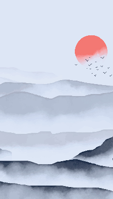 Rolgordijn voor het raam Bergen in de mist