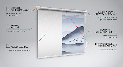 Rolgordijn voor het raam Bergen in de mist