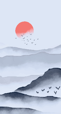 Rolgordijn voor het raam Bergen in de mist