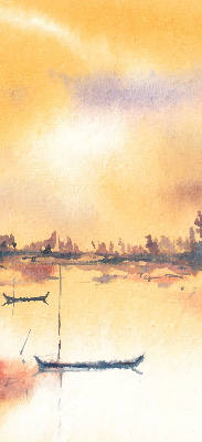 Rolgordijn voor het raam Zonsondergang over het meer