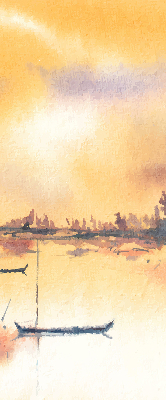 Rolgordijn voor het raam Zonsondergang over het meer