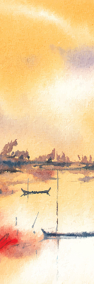 Rolgordijn voor het raam Zonsondergang over het meer