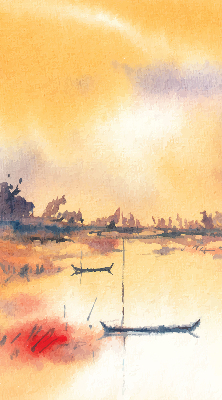 Rolgordijn voor het raam Zonsondergang over het meer