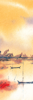 Rolgordijn voor het raam Zonsondergang over het meer