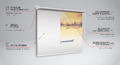 Rolgordijn voor het raam Zonsondergang over het meer