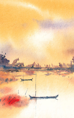 Rolgordijn voor het raam Zonsondergang over het meer