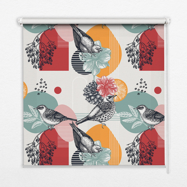 Rolgordijn voor het raam Vogels