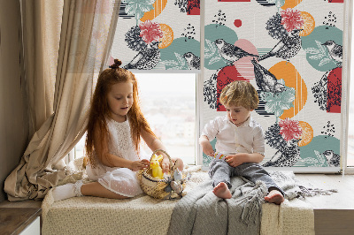 Rolgordijn voor het raam Vogels