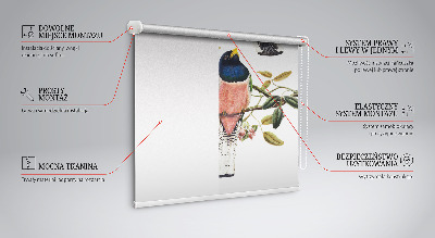 Rolgordijn voor het raam Vogels op de takken