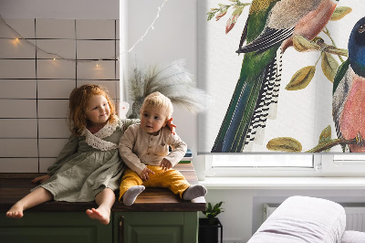 Rolgordijn voor het raam Vogels op de takken