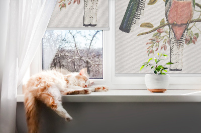 Rolgordijn voor het raam Vogels op de takken