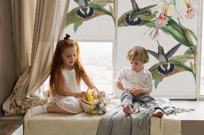 Rolgordijn verduisterend Vogels op een bloem