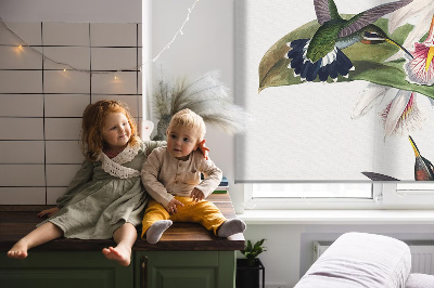 Rolgordijn verduisterend Vogels op een bloem