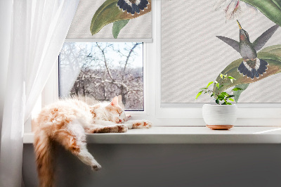 Rolgordijn verduisterend Vogels op een bloem