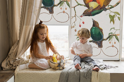 Rolgordijn voor het raam Vogels op een tak