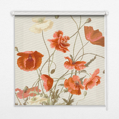 Rolgordijn voor het raam Klaprozen