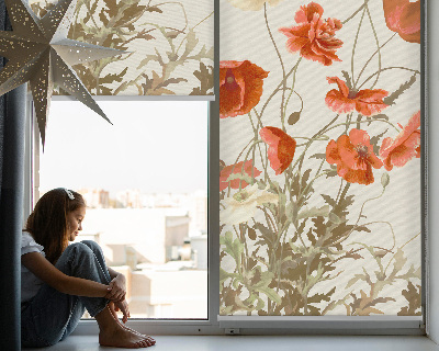 Rolgordijn voor het raam Klaprozen