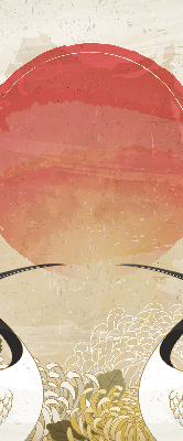 Rolgordijn voor het raam Kranen bij zonsondergang