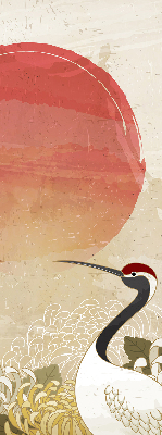 Rolgordijn voor het raam Kranen bij zonsondergang