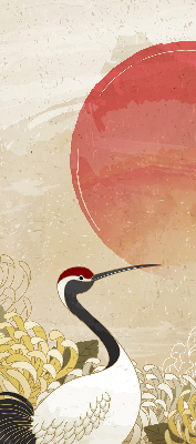 Rolgordijn voor het raam Kranen bij zonsondergang