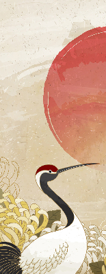 Rolgordijn voor het raam Kranen bij zonsondergang