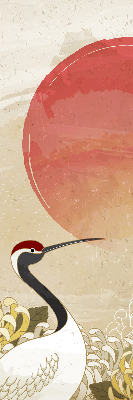 Rolgordijn voor het raam Kranen bij zonsondergang