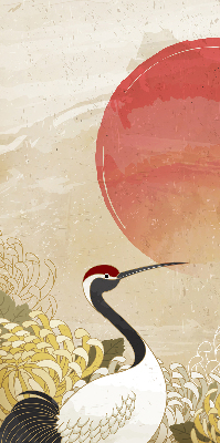 Rolgordijn voor het raam Kranen bij zonsondergang