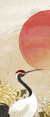 Rolgordijn voor het raam Kranen bij zonsondergang