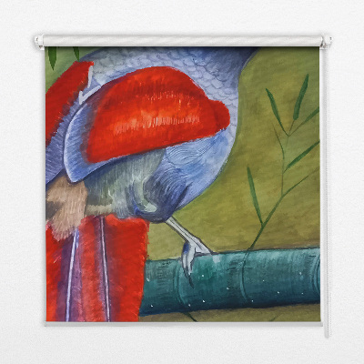 Rolgordijn voor het raam Een vogel op een tak