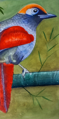 Rolgordijn voor het raam Een vogel op een tak