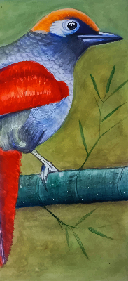 Rolgordijn voor het raam Een vogel op een tak