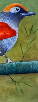 Rolgordijn voor het raam Een vogel op een tak