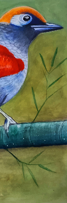 Rolgordijn voor het raam Een vogel op een tak