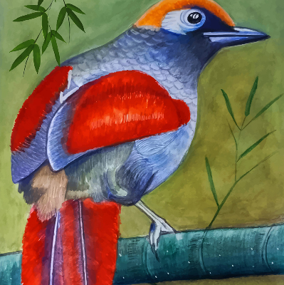 Rolgordijn voor het raam Een vogel op een tak