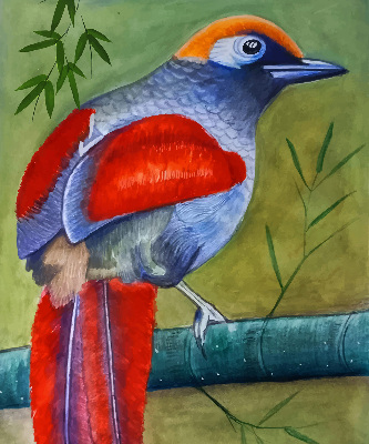 Rolgordijn voor het raam Een vogel op een tak