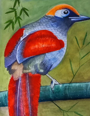 Rolgordijn voor het raam Een vogel op een tak