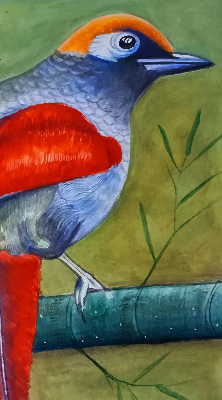 Rolgordijn voor het raam Een vogel op een tak