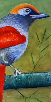 Rolgordijn voor het raam Een vogel op een tak