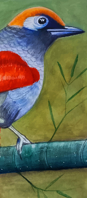 Rolgordijn voor het raam Een vogel op een tak