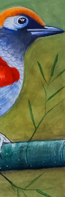 Rolgordijn voor het raam Een vogel op een tak