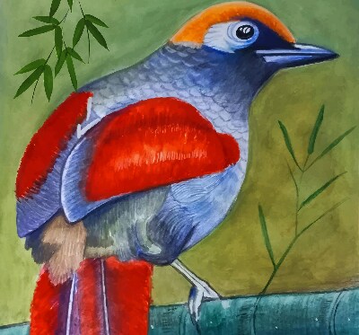 Rolgordijn voor het raam Een vogel op een tak