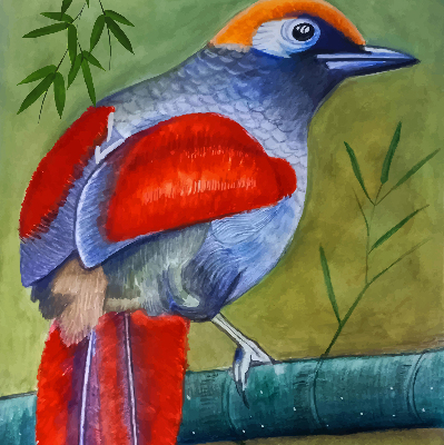 Rolgordijn voor het raam Een vogel op een tak