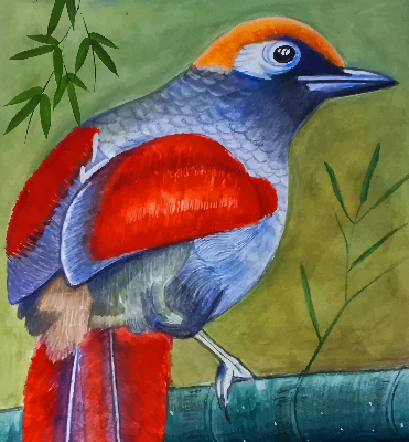 Rolgordijn voor het raam Een vogel op een tak