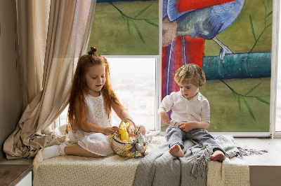 Rolgordijn voor het raam Een vogel op een tak