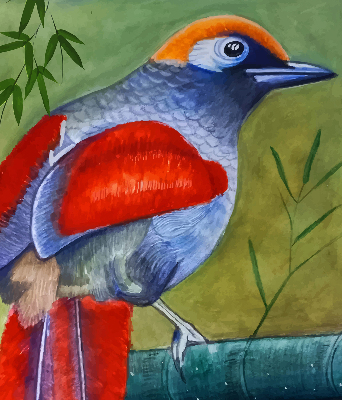 Rolgordijn voor het raam Een vogel op een tak