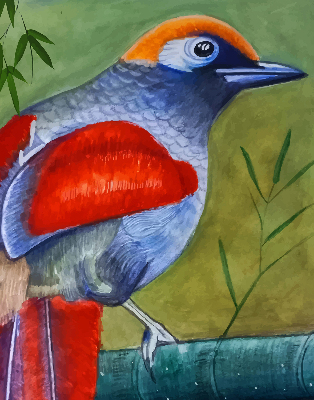 Rolgordijn voor het raam Een vogel op een tak