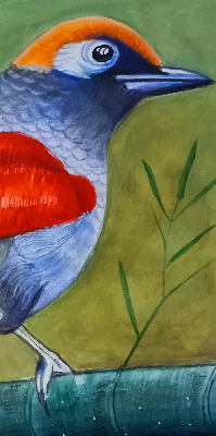 Rolgordijn voor het raam Een vogel op een tak