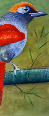 Rolgordijn voor het raam Een vogel op een tak