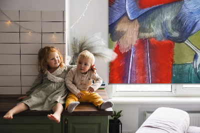 Rolgordijn voor het raam Een vogel op een tak